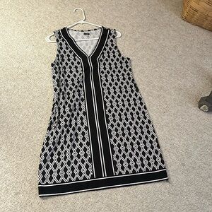 Navy/White Print Dress